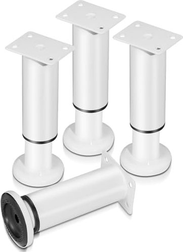 Sonnewelt 4er Set Edelstahl Möbelfüße,Weiß Möbelbeine 12-18cm Höhenverstellbar, Füße für möbel mit Schrauben, | Belastbar bis 300 KG, für Sofa Möbelfüße Schreibtisch Stühle