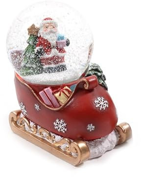Magie di Natale Palla di neve con Babbo Natale su slitta color rosso e bianco 9 x 5,5 x h 10 cm (Regalo)
