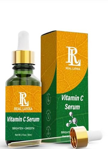 REAL LUVIXA Vitamin C-Serum für das Gesicht, Vitamin C-Serum mit Hyaluronsäure und Vitamin E, Aufhellung und Anti-Aging, Vitamin C-Gesichtsserum für trockene und empfindliche Haut, 30 ml