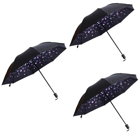 LIFKOME 3 Elegantes Paraguas Plegables para El Sol Y La Diversión al Aire