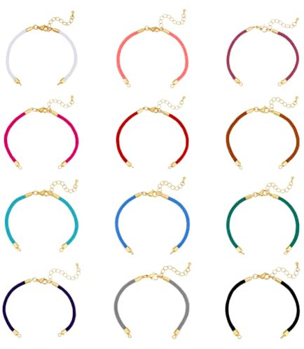UNICRAFTALE 12Pcs 12 Couleurs Bracelet en Nylon Torsadé 17cm Bracelet Réglable Bracelet avec Accessoires en Laiton et Fermoirs à Pince de Homard Bracelets pour la Fabrication de Bijoux pour Femmes