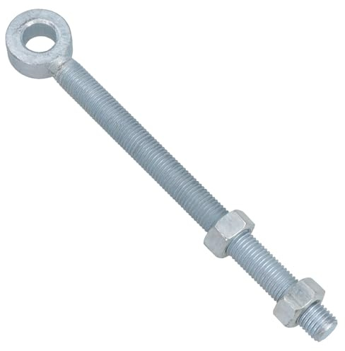 Swing Gate Long Eye Bolts Hinge + Nuts Adjustable Zinc Plated 16 x 200mm 1pc