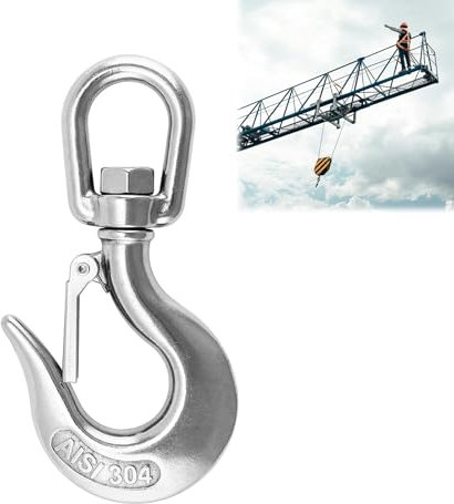 Gancho de Grúa, Gancho de Elevación, Gancho de Ojo Giratorio, Gancho de Seguridad, Accesorios de Elevación Giratorios, para Elevación de Fábrica, Remolques y Construcción