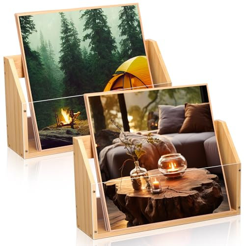 Pinkunn Schallplatten-Aufbewahrung, Wandhalterung, Schallplattenhalter, Wand für Vinyl, Holz, Alben, Regal, Aufbewahrung für Zuhause, Sammler, Geschäft, künstlerischer Raum, passend für 17,8 - 30,5 cm