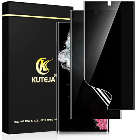 Kuteja [2 Stück] Schutzfolie für Samsung Galaxy S22 Ultra, Anti Spähen Sichtschutz, Anti-Kratzen, Fingerabdruck-ID Blasenfreie Weich Displayschutzfolie