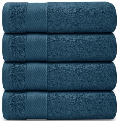 Casabella Towels - Luxury Athens Bath Sheets - 100% Cotton Super Soft Large Bath Towel - 4 Pack Quick Dry Towel Bath Sheet - Highly Absorbent Mid Night Bathsheets - Large Bathroom Towels