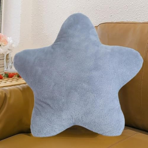 AQCQDQ Kuschelkissen Kinder, Sternkissen, Kissen Stern Kinderzimmer, Weiche Flauschiges Sternform Dekokissen für Mädchen und Jungen (Grau,30 cm)