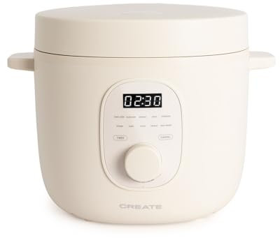 CREATE/RICE COOKER/Arrocera eléctrica multifunción 3L blanco roto/Programable hasta 24h, con cesta vaporera, prepara tartas, guisos o sopas, función de mantener el calor, 600W