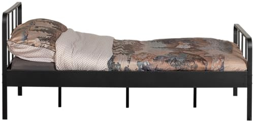 WOOOD Mees Doppelbett 120x200 cm Schwarz - Bett aus Metall Metallbett mit Lattenboden ohne Matratze Jugendbett Schlafzimmer Kinderzimmer - 90X208X125 cm