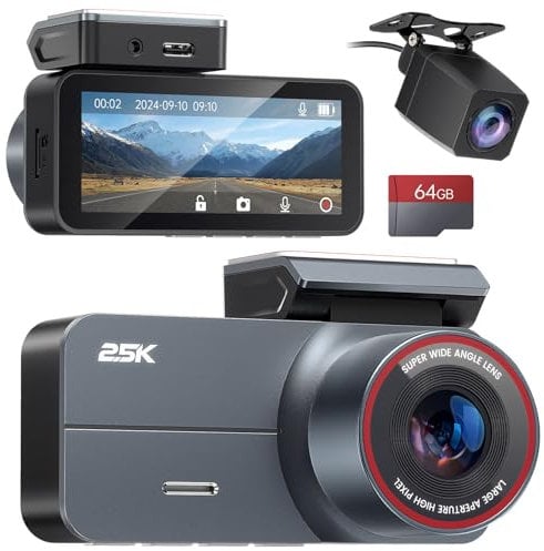 Dashcam 2.5K QHD 3.39 IPS Dashcam para Coche Gran Angular de 160°, Sensor G, visión Nocturna, Modo estacionamiento 24 Horas, cámara Frontal (Black-1)