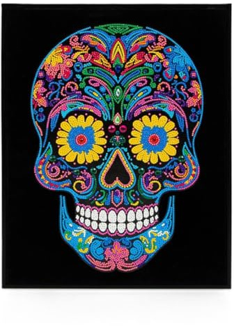 DIAMOND DOTZ 2594359 - Kit de peinture diamant 5D original - Motif tête de mort fluo - Avec couleurs fluo et velours - Pour adultes et enfants à partir de 12 ans