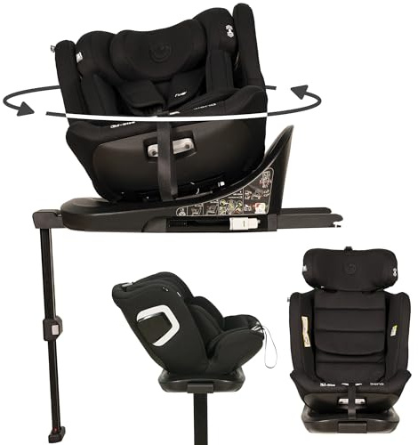 Olmitos - Silla de coche para bebé I-SIZE 40-150 cm con giro 360º SIENA, Isofix y reclinado, homologada a contramarcha, Silla de Auto ajustable y Universal desde nacimiento (Negro)