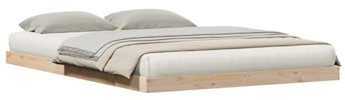 vidaXL Floor Bed Frame Natural 140 x 220 cm Solid Pine Wood | A nice minimalist look that fits right in, Made from solid pine wood for lasting use, Great for couples or solo sleepers