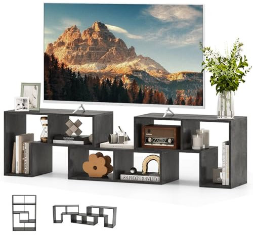 CASART TV Stand for TVs up to 65”, Free Combination Media Entertainment Center 3PCS DIY Wooden TV Console Table, Modern TV Cabinet Home Office Storage Shelf Unit for Living Room Bedroom (Grey)