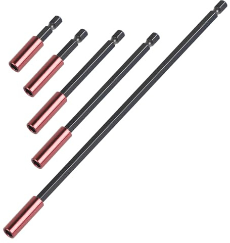 EFUTURETIME 5 x Bithalter Lang 1/4 50/60/100/150/300mm Sechskant | Magnetische Bitverlängerungen, Bit-Halterung für Schlagschrauber, Akkuschrauber und Schraubendreher