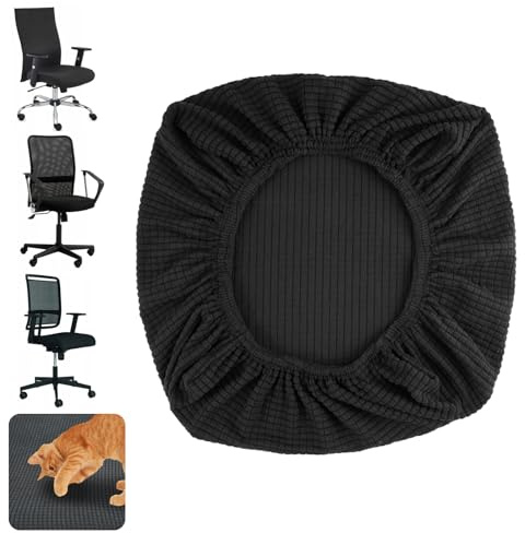 Stuhlbezug Sitzfläche Elastischer Schwarz Bürostuhl Bezug für Büro, 35-48cm | Waschbarer Stretchbarer Bürostuhlbezug, Hochzeitsfeier Dekor Office Chair Cover, Abnehmbar für Bürostühle, Esszimmer Bar