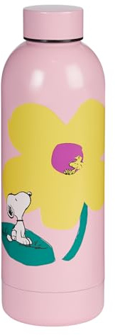 BUTLERS Trinkflasche 0,5 l Edelstahl - PEANUTS - Isolierflasche für Kaltgetränke | Flasche für Unterwegs, Schule, Büro, Sport | Thermosflasche im Snoopy-Design