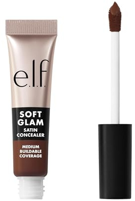 e.l.f. Soft Glam Satin Concealer, mittlere Deckkraft für Unreinheiten und Augenpartie, setzt sich nicht ab, langanhaltend, vegan und tierversuchsfrei, 63 Rich Warm