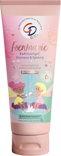 CD Girl 3in1 Duschgel | Duschgel, Shampoo & Spülung für Mädchen | Mit Bio-Aloe-vera & Bio-Pfirsich-Extrakt | Girl-Power-Duft | für empfindliche Haut | ohne Mikroplastik & vegan | 250ml (Packung mit 5)