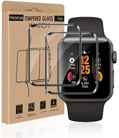 Carantee 2 Stück für Panzerglas für Apple Watch Series 4/5/6/SE/SE2/SE3 44mm Schutzfolie, Ultra-Klar 100% Touchgenauigkeit Frei von Kratzern Splitterfest Dauerhaft Apple Watch 44mm Folie