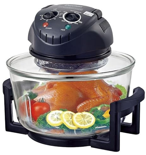 Air fryer, 15L Multi-Purpose Countertop Halogen Oven Air fryer, Glass Fryer with Extension Ring Adjustable Temp & Timer(Black)