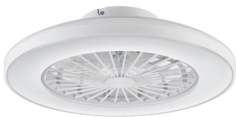 HSL LED-Deckenleuchte mit Ventilator Ø 50cm, Deckenventilator mit Lampe, Stufenlos Lüftungsgeschwindigkeiten, mühelose Lichtdimmung, mit Fernbedienung, 2700-6500K, 4300Lm, Weiß