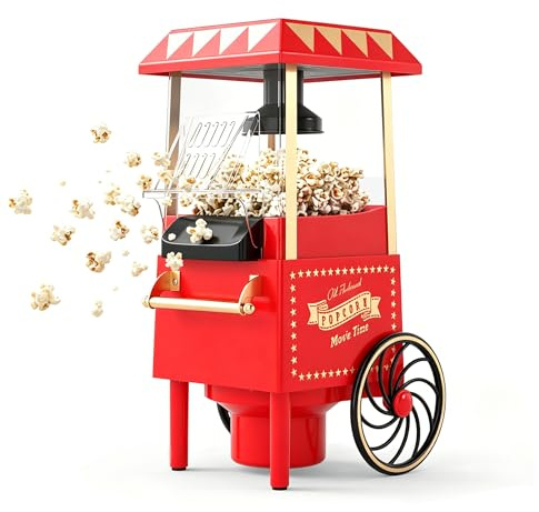 GIANTEX Palomitero Eléctrico, 1200 W Máquina de Palomitas de Maíz de Aire Caliente con Vaso Medidor, sin Aceite ni Mantequilla, Palomitera de Mesa Portátil con Diseño Retro para Fiestas Cine Hogar