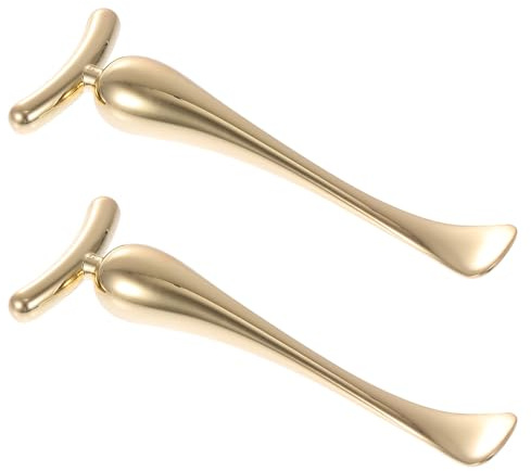 2 Stück Zinklegierung Augenmassage Stäbe Gold Doppelkopf für Creme | Glatte Oberfläche ohne Grate, zum Dosieren von Augencreme und Creme, Tragbar für Frauen