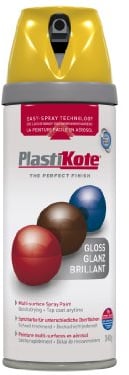 Plasti-kote 21105 400ml Premium Spray Paint Gloss - Yellow(package may vary)