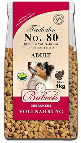 Bubeck | Hunde Trockenfutter Verschiedene Sorten | mit Lamm, Wild, Rind, Truthahn und Ente gebackenes Hundefutter | hohe Akzeptanz bei Allen Rassen (Truthahn, 1 Kg)