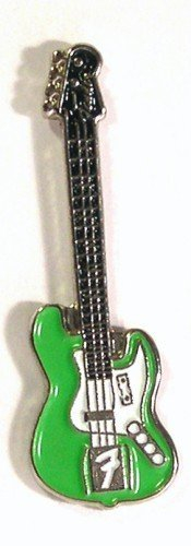 Anstecknadel, Metall, Email, Motiv Rock Musik elektrische Fender Gitarre, Grün
