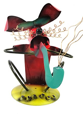 Unbekannt Gartenfigur Gartenskulptur Hund mit Saxophon Gartendeko Musiker Dekofigur