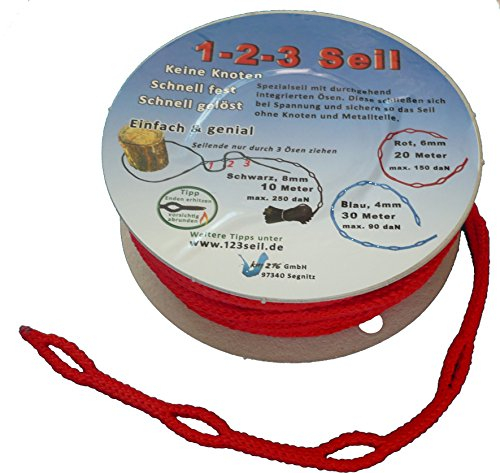 1-2-3-Seil rot Spezialseil Länge 20 Meter Ø 6mm
