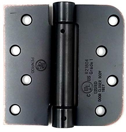 Spring Self-Closing Hinges, 4 X 4 Square with 5/8 Oil Rubbed Bronze - 2 Pack - Adjustable Door Closing
