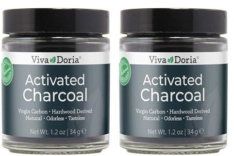 Viva Doria Activated Charcoal Powder, Hardwood Derived, Food Grade, 1.2 Oz (Pack of 2)