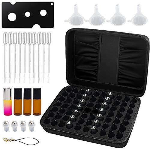 70 Ätherische Öle Tragekoffer Tasche Hält 5ml 10ml 15ml Flaschen mit Hartschale Außen und Schaumstoffeinsatz Perfekt für die Reise