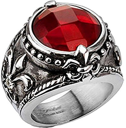 Bague université pierre Rouge et fleur de lys (64)