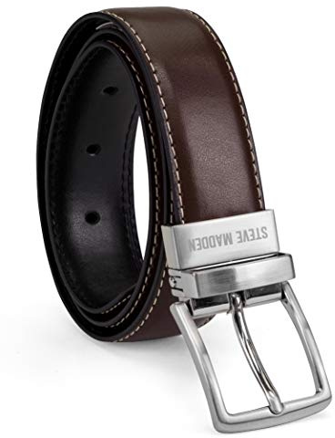 Steve Madden Jungen Wendegürtel für Kinder Gürtel, Braun/Schwarz, M