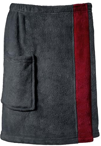 CelinaTex Happyfun Kilt kurz L/XL 56 x 163 cm anthrazit Bordeaux Mikro-Flanell Saunakilt Mikrofaser Saunasarong