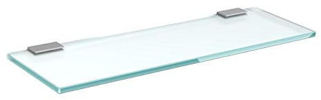 bijon Glasregal Glasablage Wandregal Glas Bad-Regal Glas Badezimmer Regal Badablage Ablageregal - 8mm Hartglas, 60 x 15 cm, Milchglas + Halterung F - Edelstahl Optik