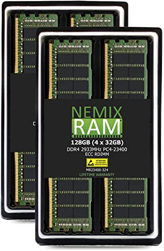 NEMIX RAM 128GB (4X32GB) DDR4 2933MHZ PC4-23400 2Rx4 1.2V CL21 288-PIN ECC RDIMM Registered Server Memory KIT Compatible with Apple Mac Pro 2019 7,1
