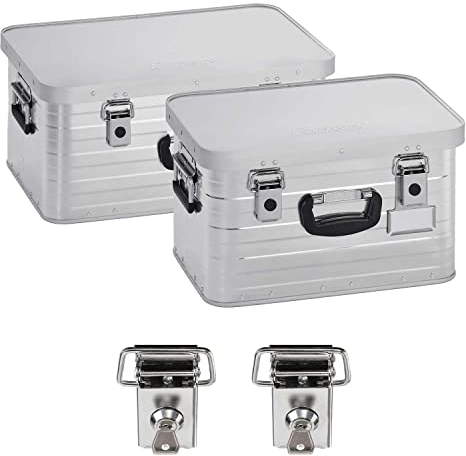Enders Alubox 29 L + 47 L mit 2X Schloss Set - Aluminium Box stabile Wandstärke, spritzwasserdicht, stapelbar - Alu Box, Alukiste, Metallbox - verwendbar als Transportbox, Lagerbox, Werkzeugkiste