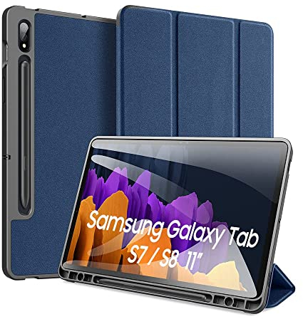 Funda para Samsung Galaxy Tab S8 / S7 11 Inch (T870/T875), DUX DUCIS Carcasa Folio Ligera con Carcasa Silicona TPU Smart Cover Case con Self-Sleep/Wake, para Samsung Tab S8 / S7 11, Azul