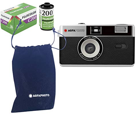 AgfaPhoto Kit appareil photo analogique 35 mm nero (film + batterie)