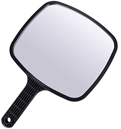 PONIK'S PROFESSIONAL - Tragbarer schwarzer professioneller Friseurspiegel mit Griff, 24 cm x 33 cm, Rechteckig
