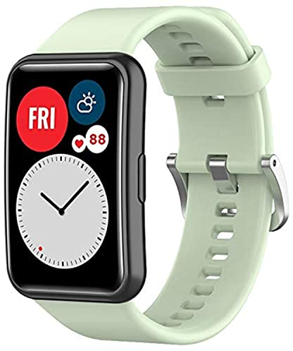 Wownadu Bracelets Compatible pour Huawei Watch Fit/Watch Fit New/Watch Fit Elegant/Watch Fit SE, Bracelet Rechange Femme Homme Remplacement Silicone Bands Vert,(Pas de Tracker)
