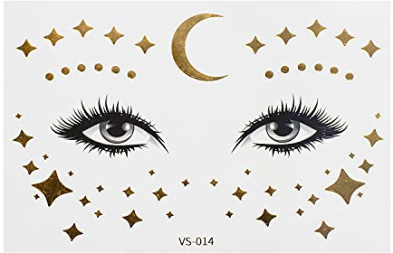2 x Gesichttattoo gold - Sterne und Mond - Temporary Body Tattoo - VS014 (2)