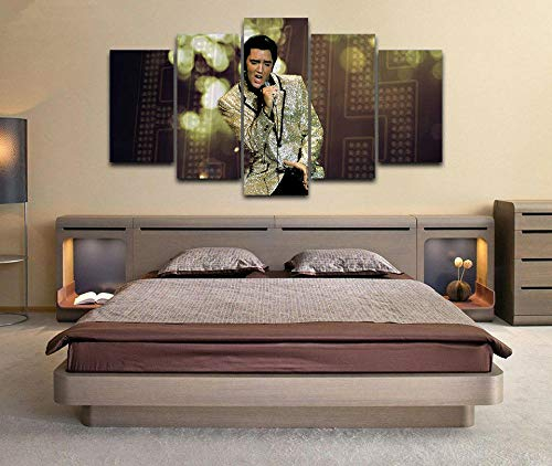 Bilder 5 Teilig XXL Wanddekoration leinwandbilder Kunstdrucke Leinwand Elvis Presley Bilder 5 Teilig Kunstdruck Modern Wandbilder Fünf Creative Geschenk Kunstwerk