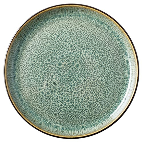 BITZ Gastro Teller, Dessertteller/Kuchenteller aus Steingut, Durchm. 17 cm, Schwarz/Grün