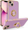 iPhone 12 Silicone Case for Women Girls iPhone 12 Phone Case with Ring Holder 360° Kickstand Slim Luxury Bling Plating Soft TPU Anti-Scratch Shockproof Bumper Phone Case for iPhone 12 - Purple